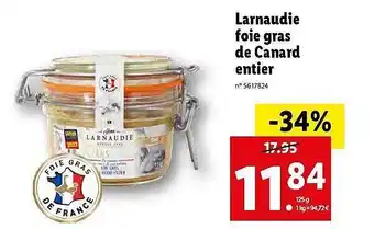 Lidl Larnaudie foie gras de canard entier offre