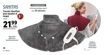 Lidl Coussin chauffant pour épaules et nuque sanitas offre