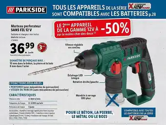 Lidl Marteau perforateur sans fil 12v parkside offre