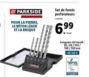 Lidl Set de forets perforateurs parkside offre