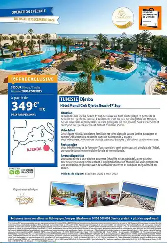 Lidl Tunisie djerba : hôtel mondi club djerba beach 4* sup offre