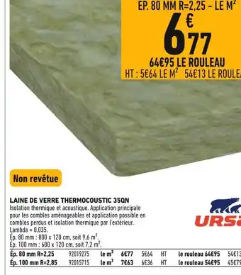Ursa laine de verre thermocoustic 35qn