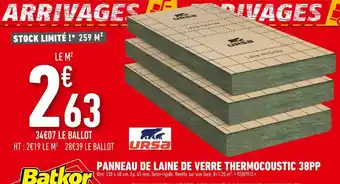 Batkor Ursa panneau de laine de verre thermocoustic 38pp offre