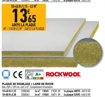 Batkor Rockwool plaque de doublage + laine de roche offre