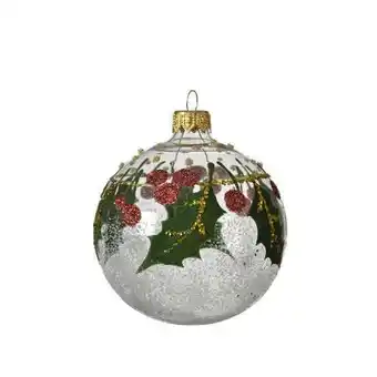 Truffaut Boule de noël en verre feuille houx offre