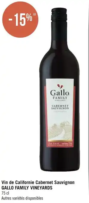 Géant Casino Gallo family vineyards vin de californie cabernet sauvignon offre