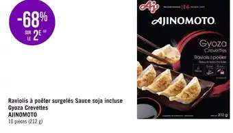 Géant Casino Ajinomoto raviolis à poêler surgelés sauce soja incluse gyoza crevettes offre