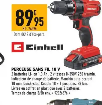 Batkor Einhell perceuse sans fil 18 v offre