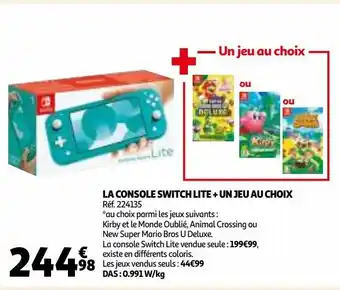 Auchan La console switch lite + un jeu au choix offre