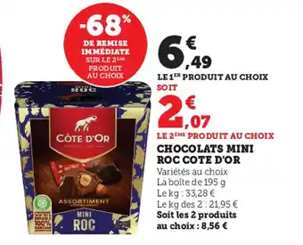 Super U Chocolats Mini Roc Cote D'Or offre