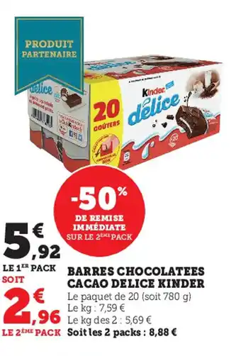 Barres Chocolatees Cacao Delice Kinder