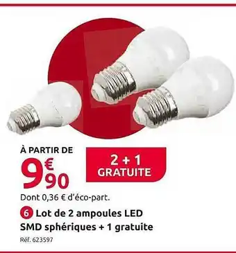 Lot de 2 ampoules led smd sphériques
