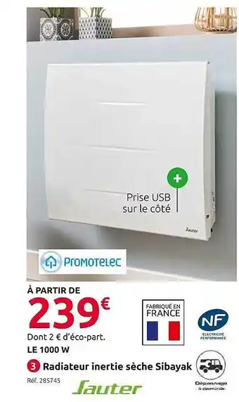 Mr Bricolage Radiateur inertie sèche sibayak sauter offre