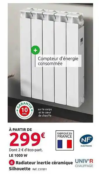 Mr Bricolage Radiateur inertie céramique silhouette univ'r offre