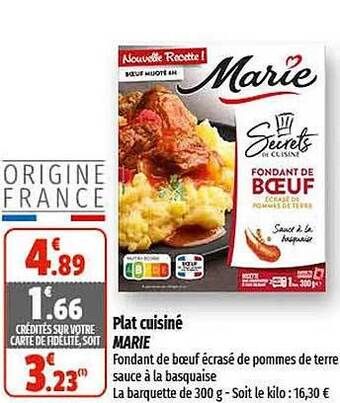Coccimarket Plat cuisiné marie offre