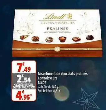 Assortiment de chocolats pralinés connaisseurs lindt