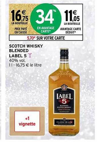 Intermarché Contact Scotch whisky blended label 5 offre