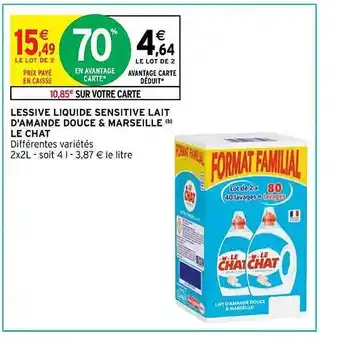 Intermarché Contact Lessive liquide sensitive lait d'amande douce & marseille le chat offre