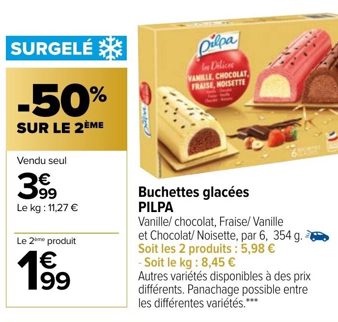 Promo Buchettes glacées PILPA chez Carrefour