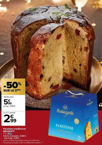 Carrefour Panettone traditionnel MELEGATTI offre