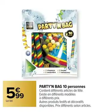 Carrefour Party'n bag 10 personnes offre