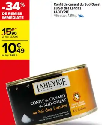 Confit de canard du sud-ouest au sle des landes LABEYRIE