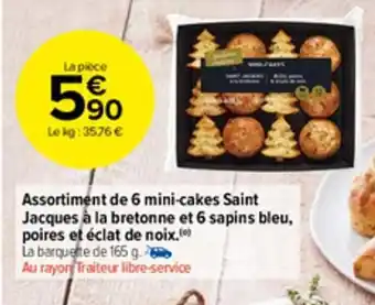 Carrefour Market Assortiment de 6 mini-cakes saint jacques à la bretonne et 6 sapins bleu offre