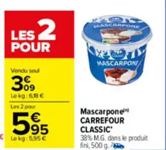 Carrefour Market Mascarpone CARREFOUR CLASSIC offre