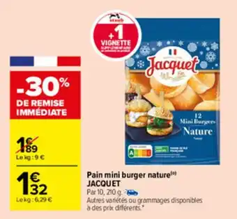 Pain mini burger nature JACQUET