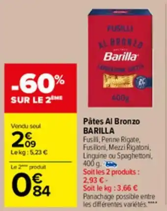 Carrefour Market Pâtes al bronzo BARILLA offre