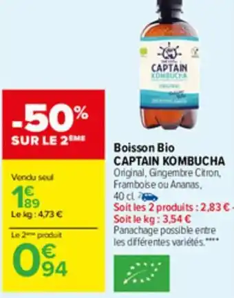 Boisson bio captain kombucha