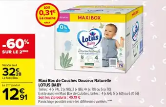 Carrefour Market Maxi box de couches douceur naturelle LOTUS BABY offre