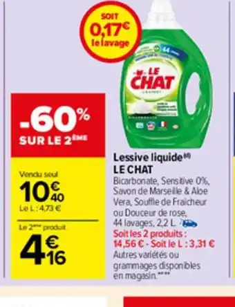 Carrefour Market Lessive Liquide Le Chat offre