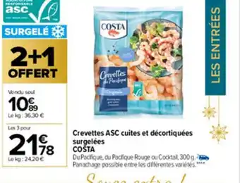 Carrefour Market Crevettes ASC Cuites Et Décortiquées Surgelees Costa offre