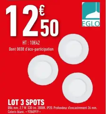 Brico Cash Lot 3 spots offre