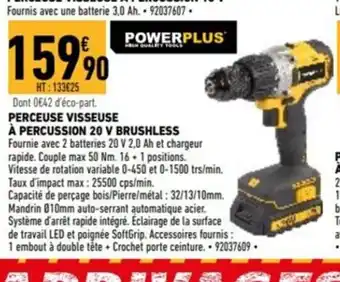 Brico Cash Perceuse Visseuse a Percussion 20V Brushless offre