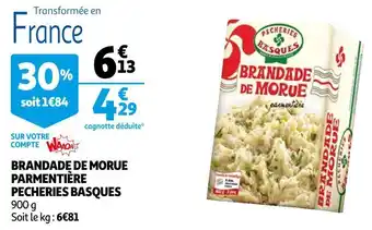 Auchan Pecheries basques brandade de morue parmentière offre
