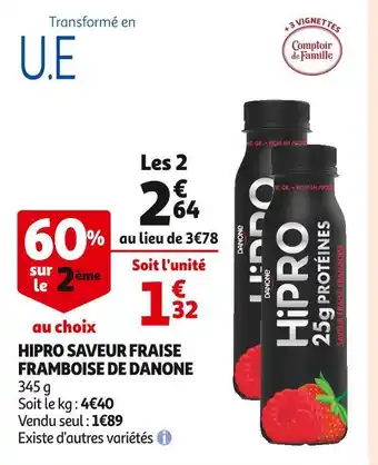 Auchan Supermarché Danone hipro saveur fraise framboise offre