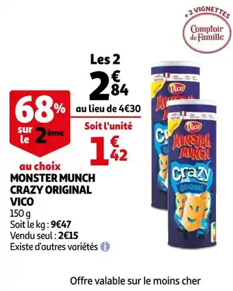 Auchan Vico monster munch crazy original offre