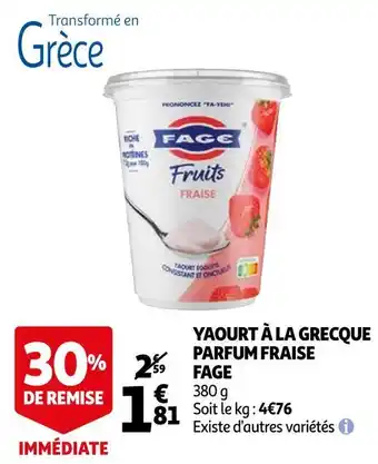 Auchan Fage yaourt à la grecque parfum fraise offre