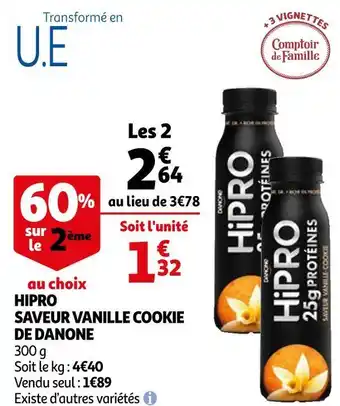 Auchan Danone hipro saveur vanille cookie offre