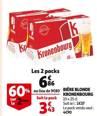 Auchan Supermarché Kronenbourg bière blonde offre