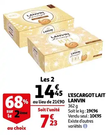 Auchan Lanvin l'escargot lait offre