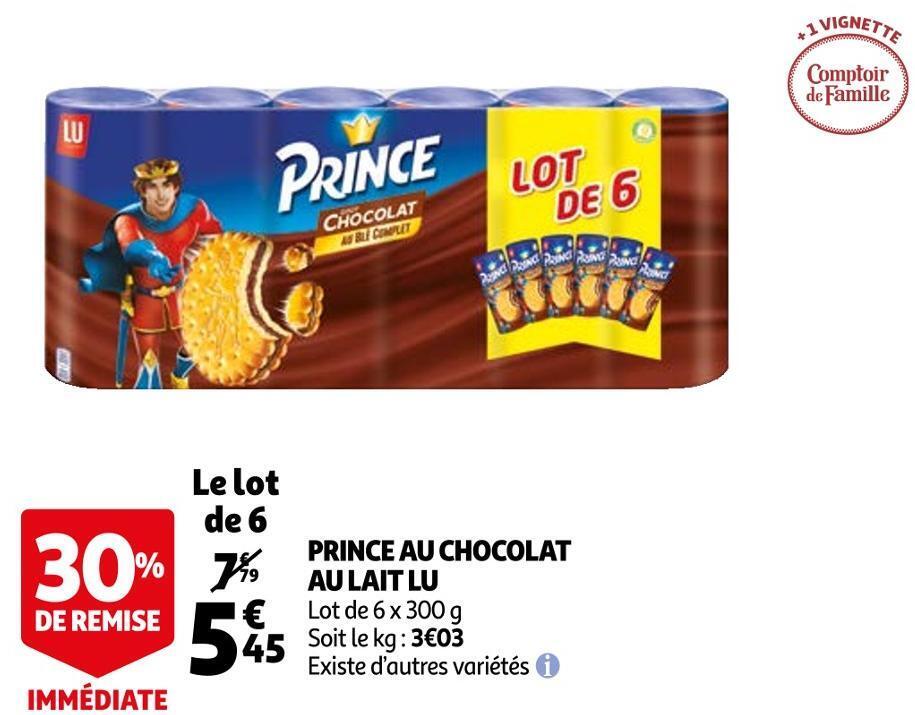 Promo Lu prince au chocolat au lait chez Auchan
