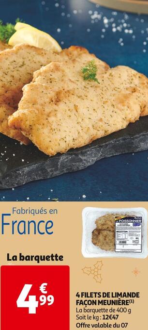 Auchan Supermarché 4 filets de limande façon meunière offre