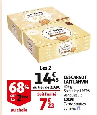 Auchan Supermarché Lanvin l'escargot lait offre