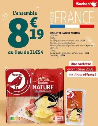 Auchan Auchan raclette nature offre