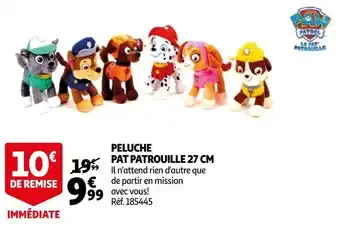 Auchan Peluche pat patrouille 27 cm offre