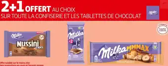 Auchan Supermarché Milka 2+1 offert au choix sur toute la confiserie et les tablettes de chocolat milka offre