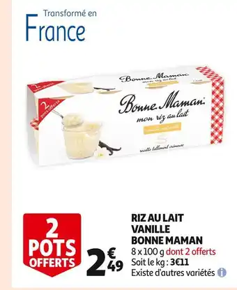Auchan Supermarché Bonne maman riz au lait vanille offre